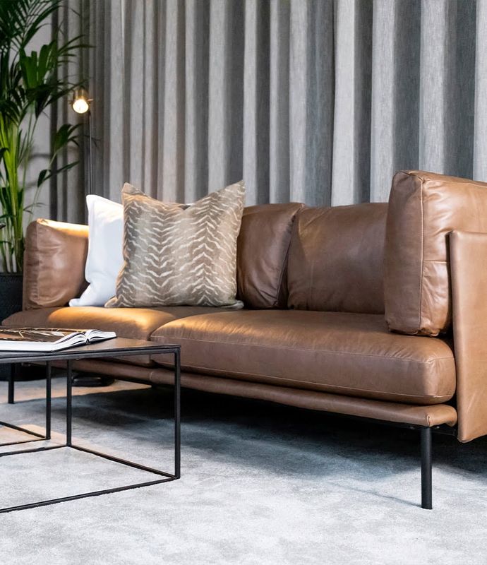 Brioche Natural Washed Sand Skinnsofa - Artwood 