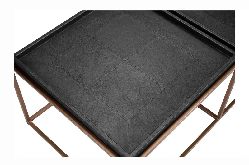 Todelt skinn sofabord med messingramme | Home Factory