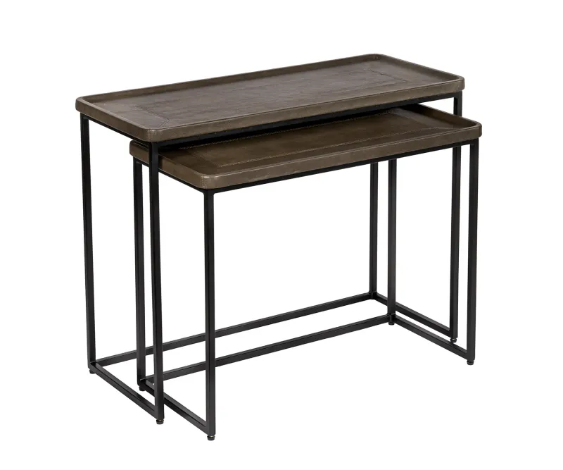 Settbord 2-sett skinn svart ramme | Home Factory