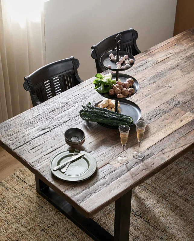 Vintage Iron Wooden Top Raw spisebord | Nordal